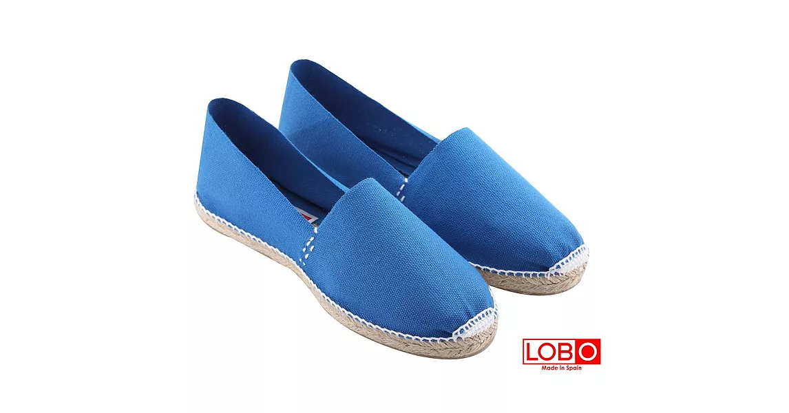 【LOBO】西班牙百年品牌Plana手工草編平底鞋-法國藍 情侶男/女款34法國藍