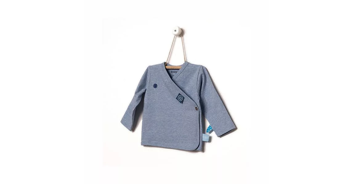 荷蘭Snoozebaby 新生兒長袖開襟上衣-青瓷藍/0~6個月