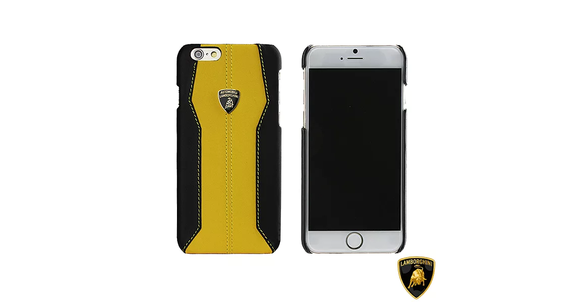 藍寶堅尼 Lamborghini iPhone 6/6S Plus (H-D1)真皮保護殼黃