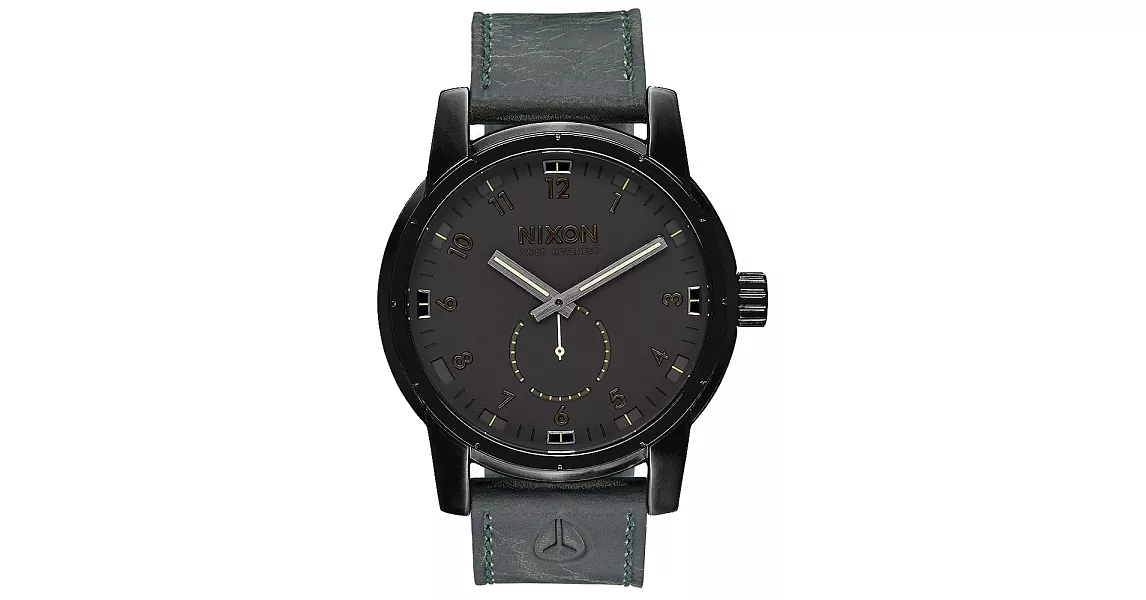 NIXON PATRIOT LEATHER 獨領風騷復古時尚腕錶-黑X綠