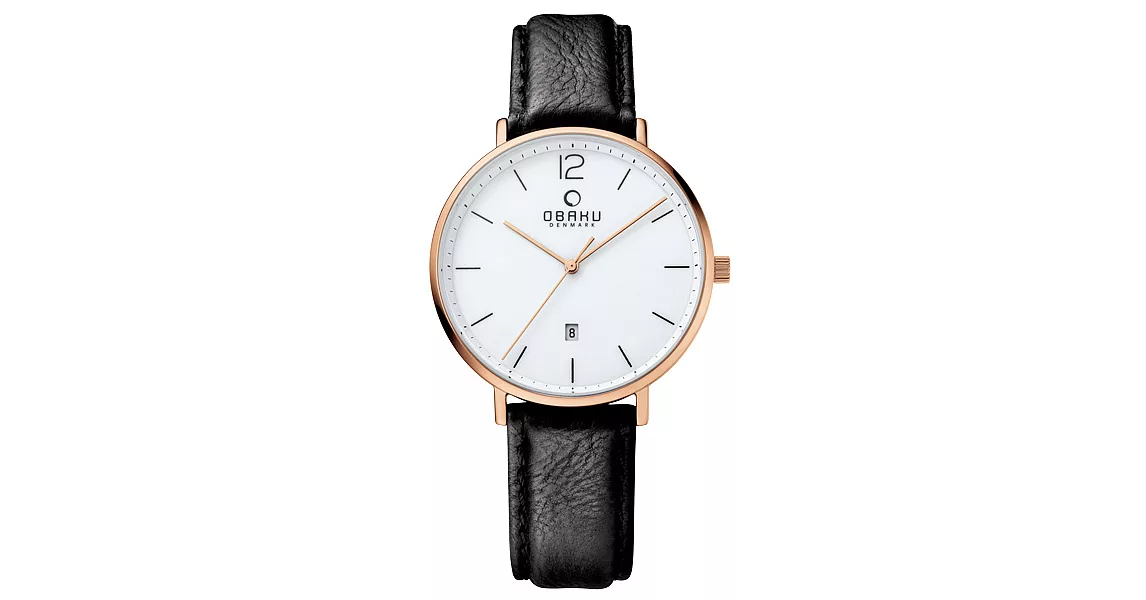 OBAKU 極致簡約時尚日期腕錶-白X黑