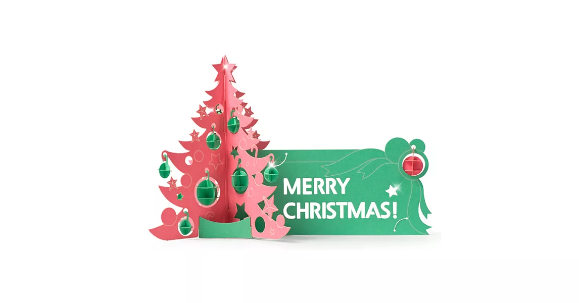 Papero紙風景 DIY迷你模型 - 聖誕樹卡片(粉紅樹)/Christmas Tree Card(pink&Light Green )-入門簡易包