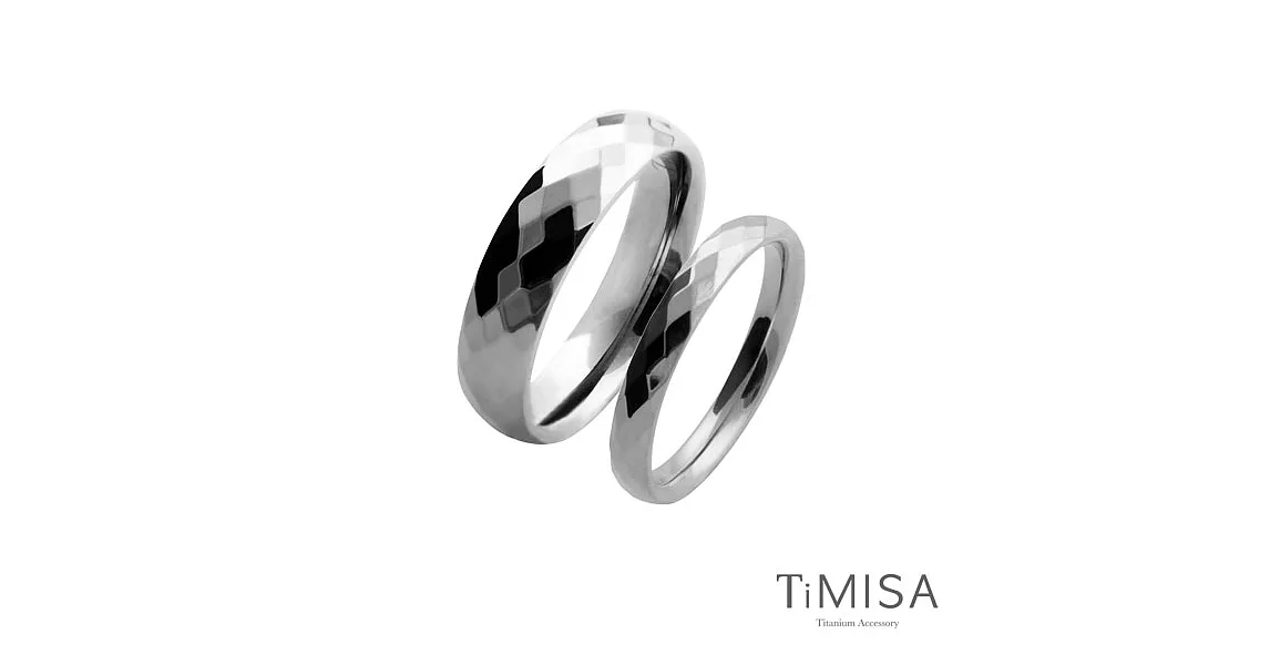 【TiMISA】格緻真愛-寬+細版 純鈦對戒原色+原色