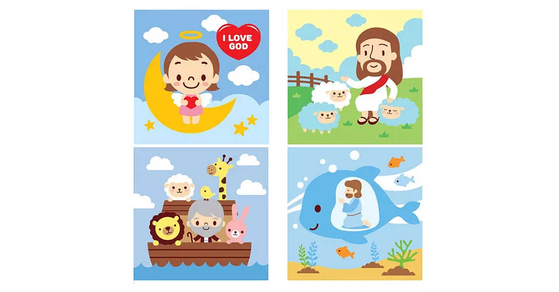 LOVIN 超萌韓版數字油畫 聖經故事系列(2356) 4幅1組
