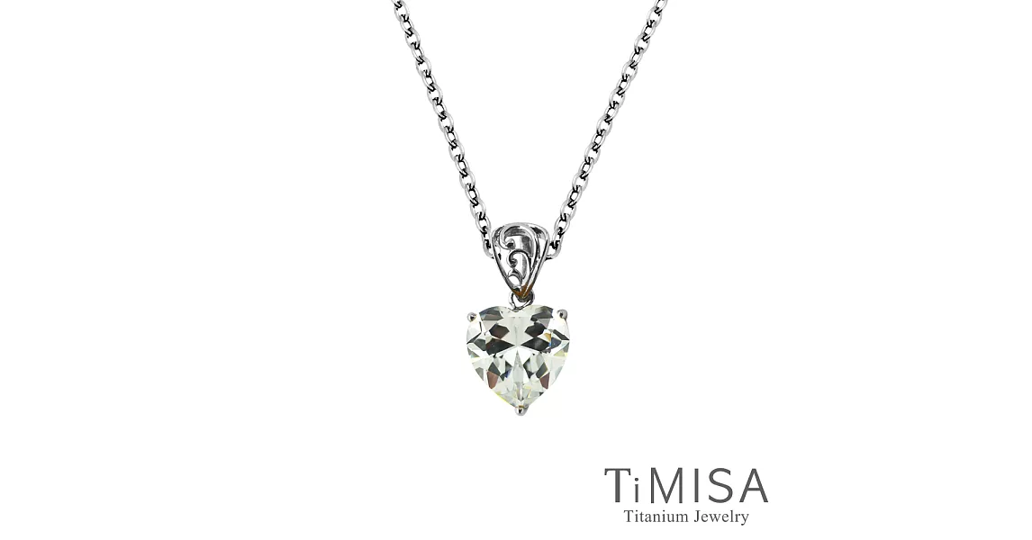 TiMISA《心戀》純鈦項鍊(E)白鑽