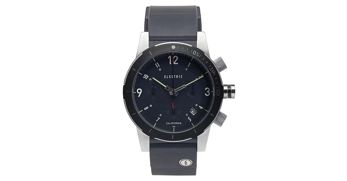 【ELECTRIC】FW02系列復古強悍三眼計時腕錶 (黑殼/黑矽膠錶帶 EVEW0020030001)