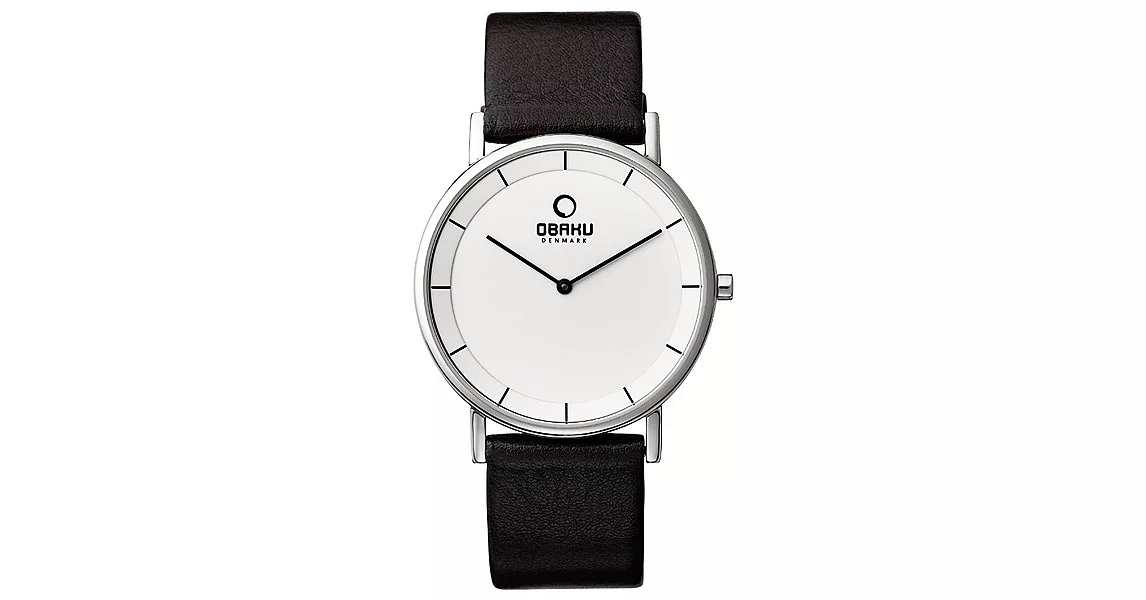 OBAKU 復刻極簡大面板時尚腕錶-白X咖啡