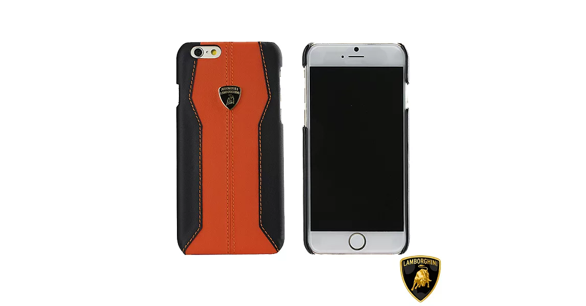 藍寶堅尼 Lamborghini iPhone 6/6S (H-D1)真皮保護殼橘