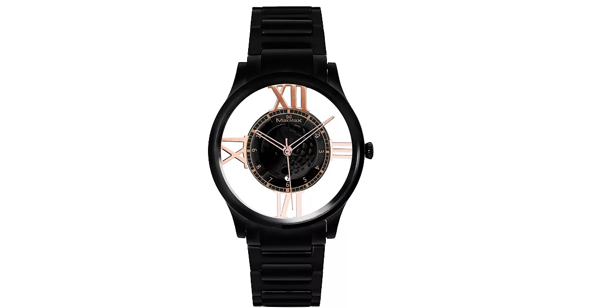Max Max  遨遊世界鏤空時尚腕錶-黑