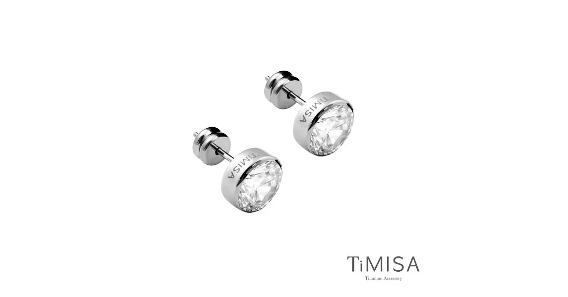 【TiMISA】璀璨晶鑽(六色) 純鈦耳針一對白色