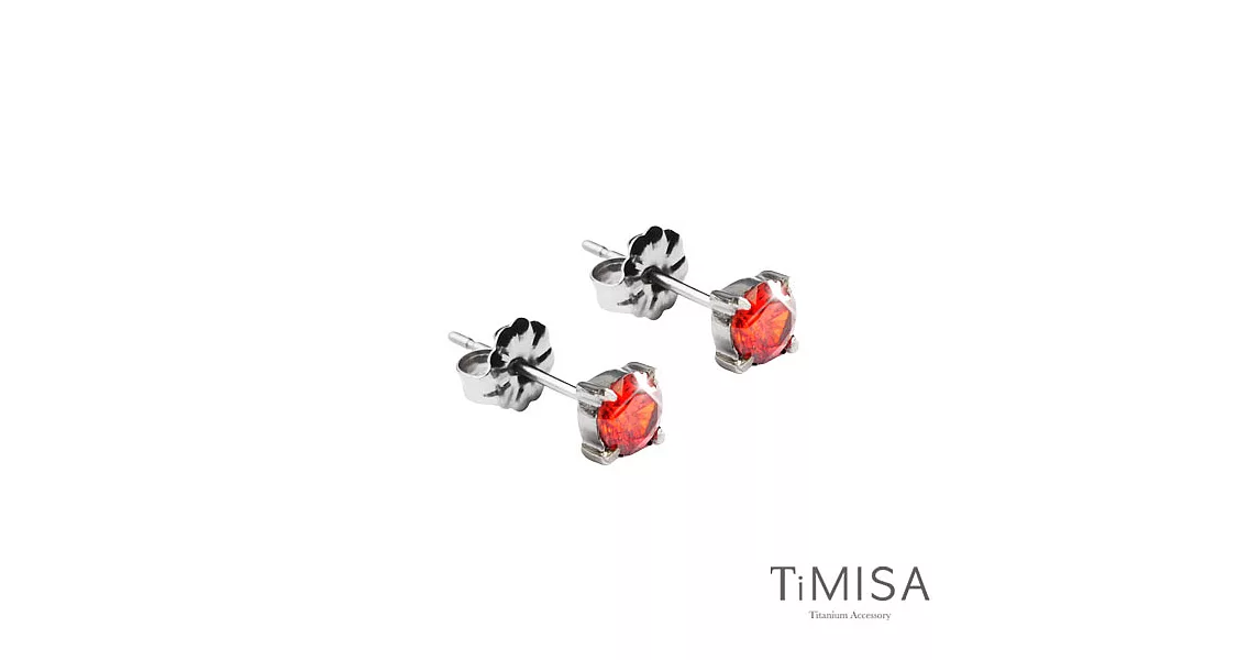 【TiMISA】純淨(七色) 純鈦耳針一對熱情紅