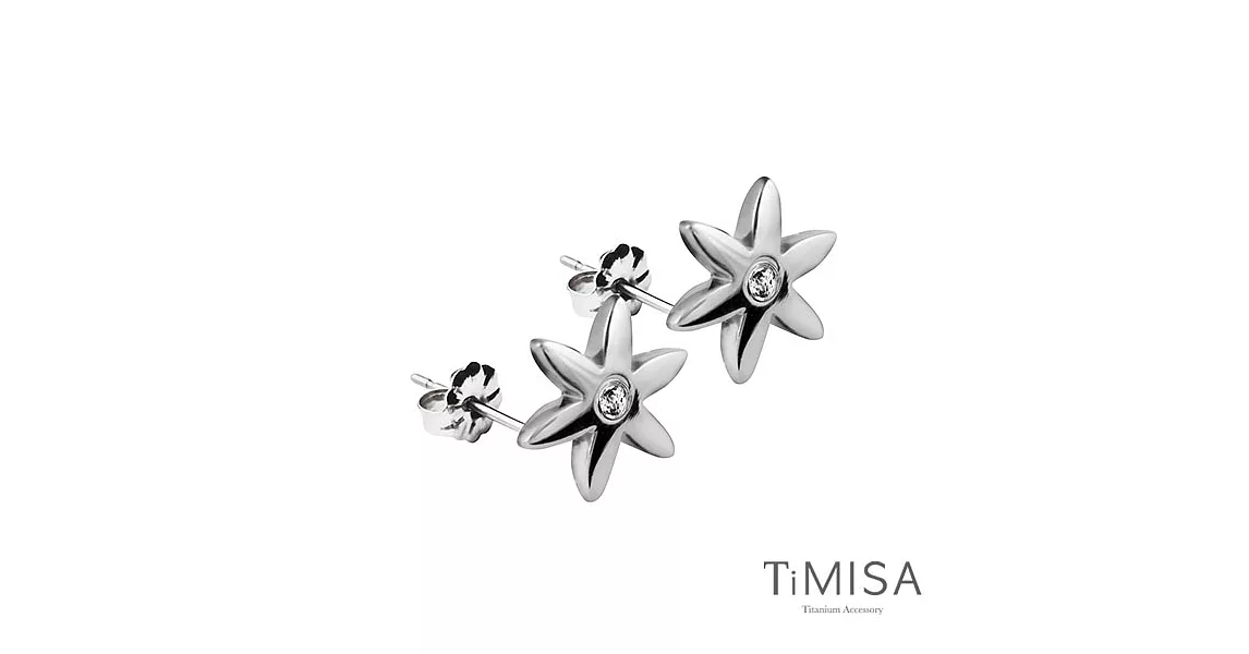 【TiMISA】花漾(M)-三色 純鈦耳針一對透亮白