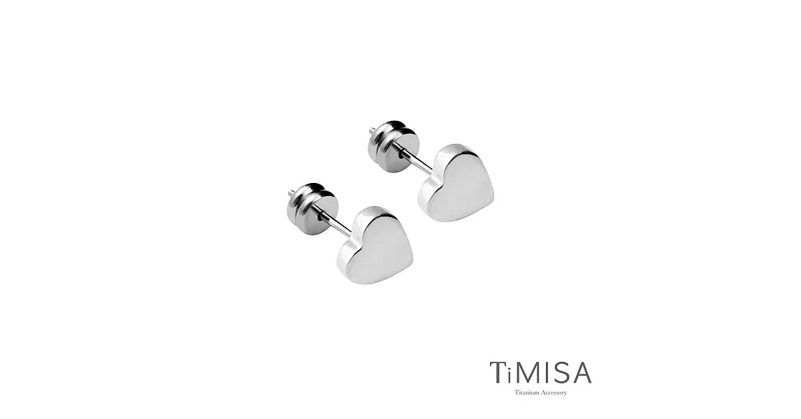 【TiMISA】迷你幸運愛心(兩色) 純鈦耳針一對原色