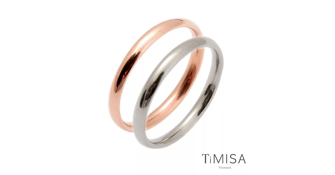 【TiMISA】純真-原色+玫瑰金 純鈦對戒
