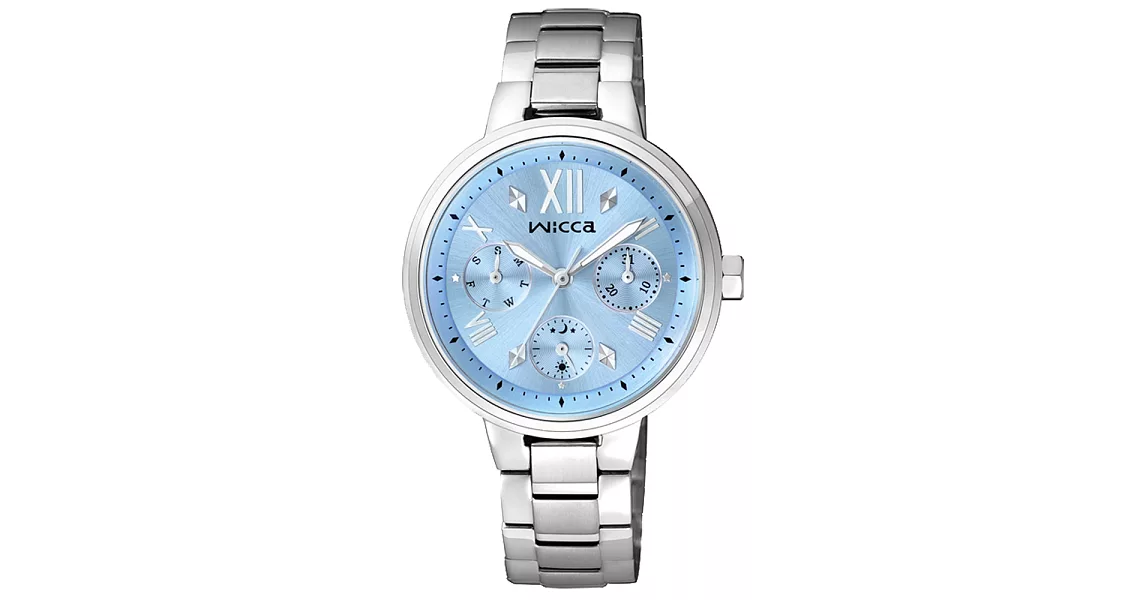 CITIZEN WICCA 傾訴愛戀氣氛三眼腕錶-粉藍