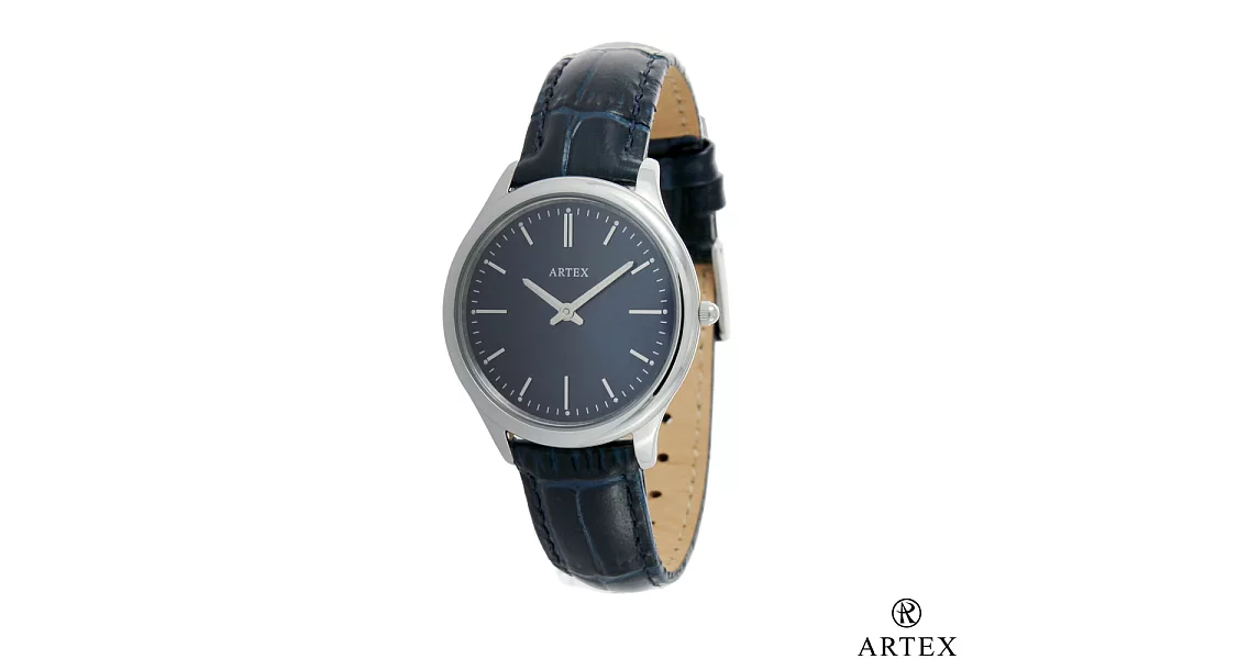 ARTEX 5605真皮手錶-寶藍/銀33mm