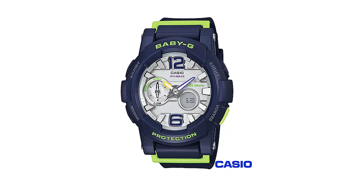 CASIO卡西歐 BABY-G衝浪滑板極限運動數位錶-藍 BGA-180-2B