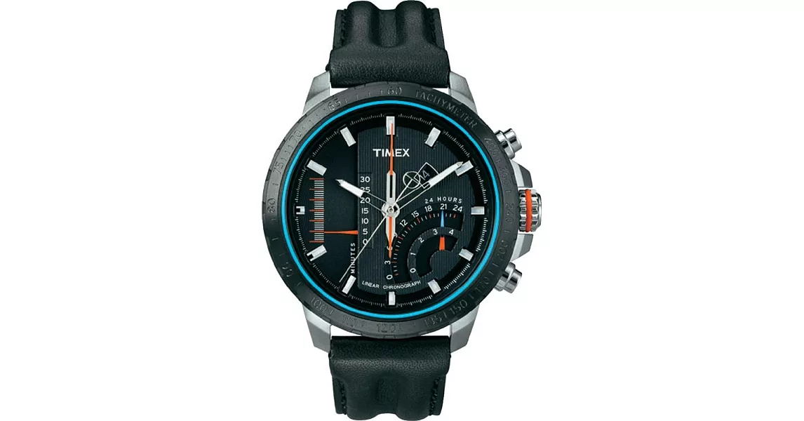 【TIMEX 】天美時 Intelligent 智慧系列飛返碼錶腕錶 (黑面銀殼/藍/黑帶 TXT2P274)