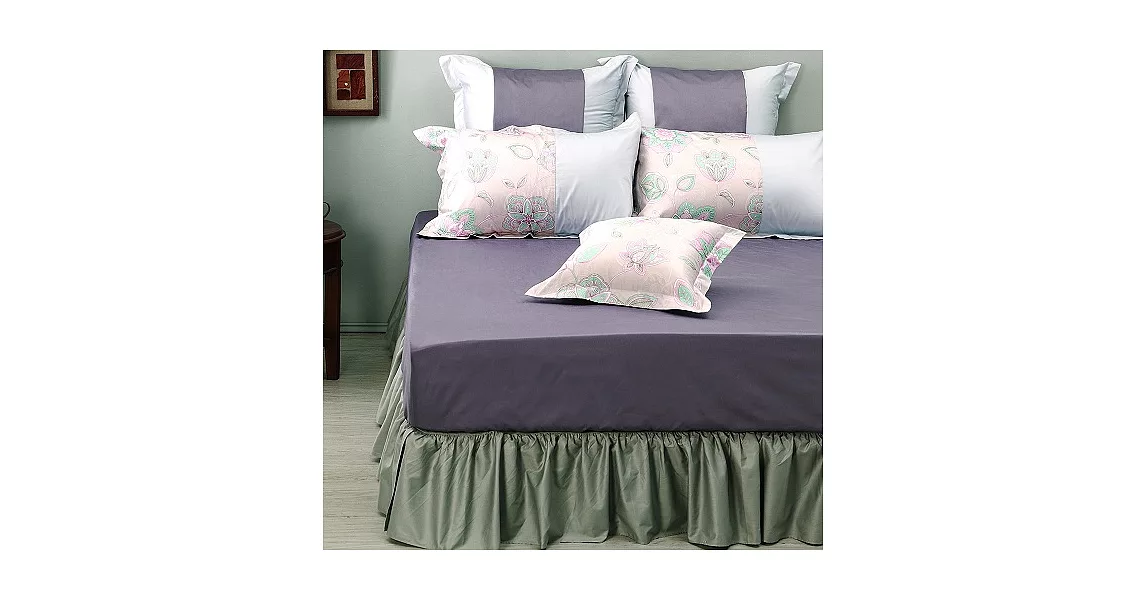LITA麗塔 60支精梳棉【波隆那-紫花】雙人特大床包枕套三件組