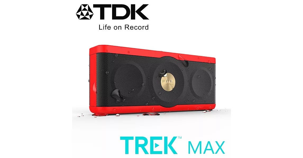 TDK TREK MAX A34 NFC 防水防塵Hi-Fi高傳真藍牙音響紅色