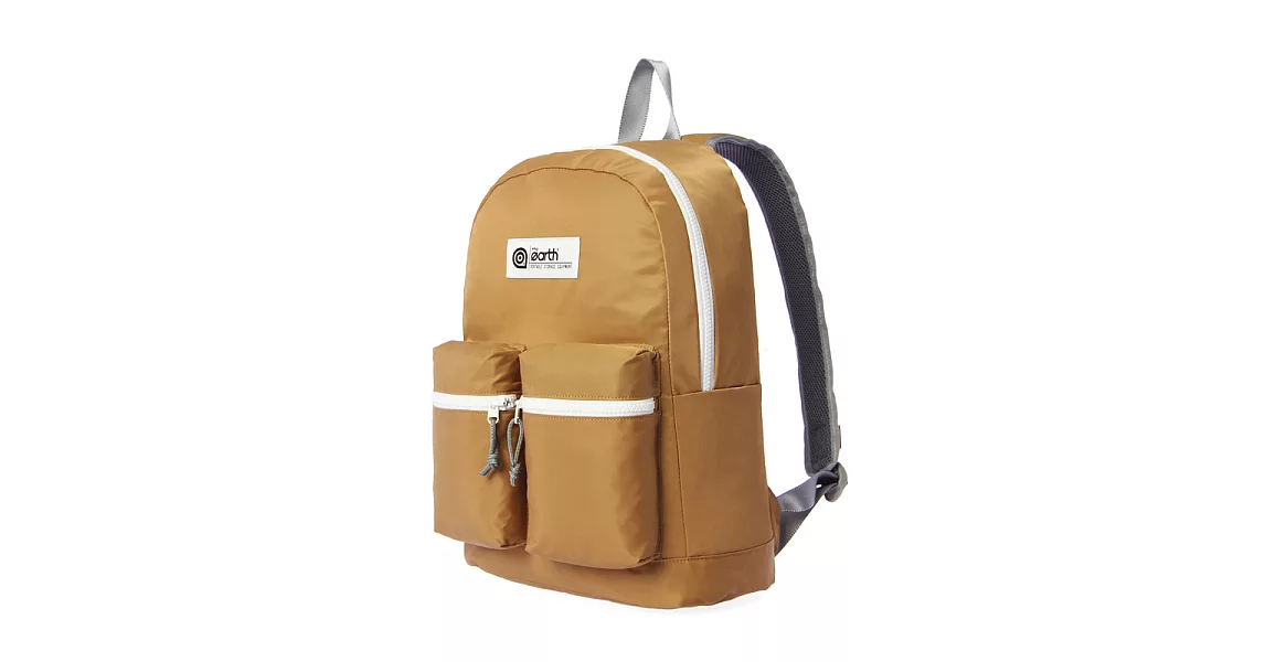 韓國包袋品牌 THE EARTH - NYLON 2-POCKET BACKPACK (Beige) 基本系列 防潑水尼龍後背包 (卡其)