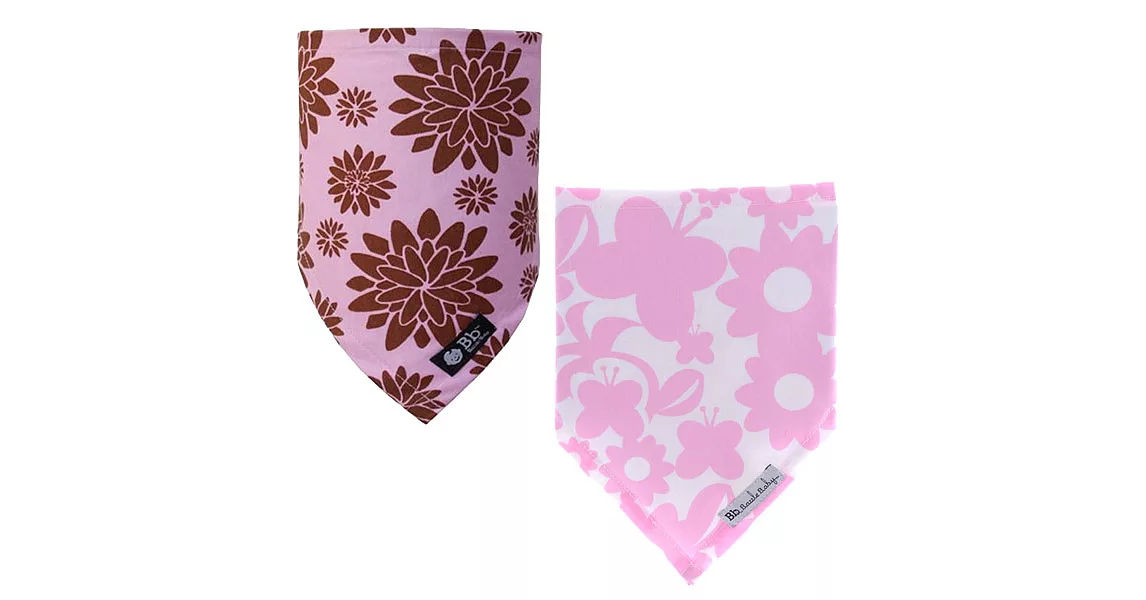 美國Bazzle Baby-時尚領巾圍兜Modern Flower+Pink Butterfly(兩件一組)