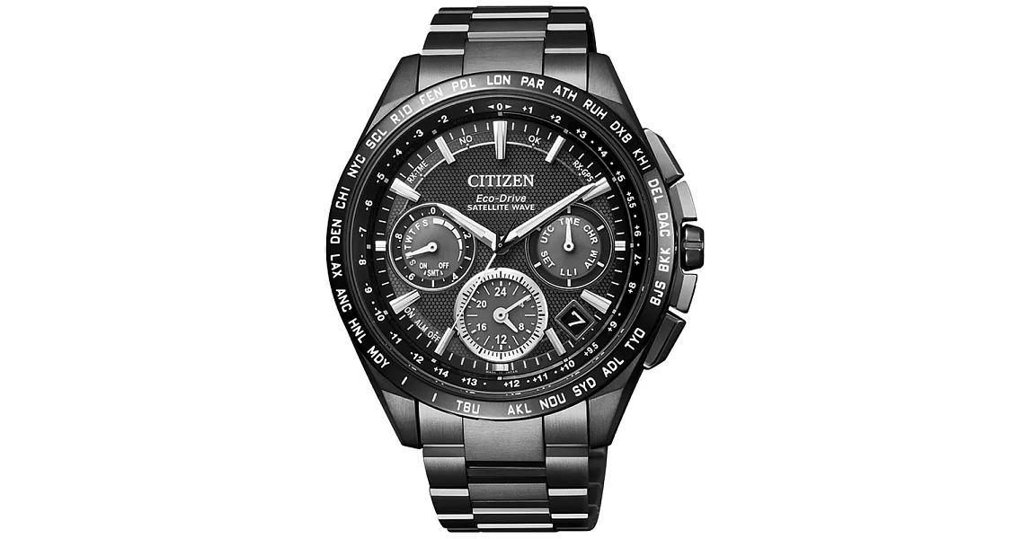 CITIZEN Eco-Drive 宇宙航道衛星對時鈦金屬腕錶-黑