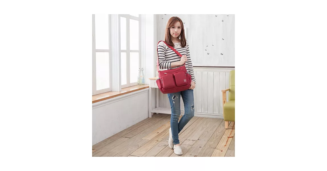 Nuport妮柏兒 防水耐磨斜背包#9005紐約紅