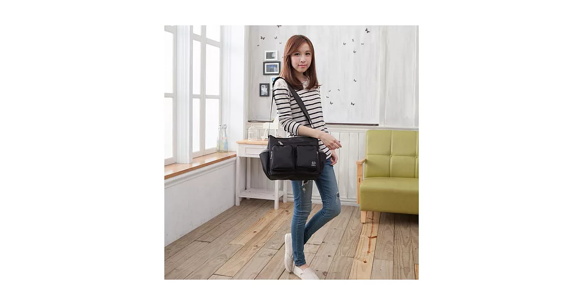 Nuport妮柏兒 防水耐磨斜背包#9005極簡黑