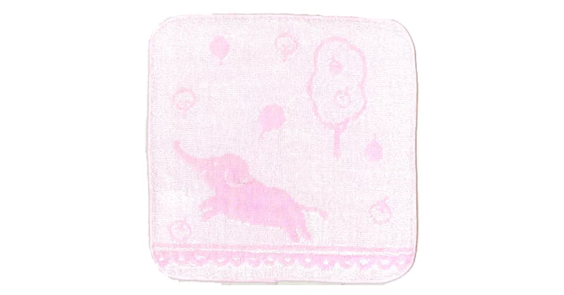 日本製Jogan，繪本風涼感/涼爽棉手帕，粉大象