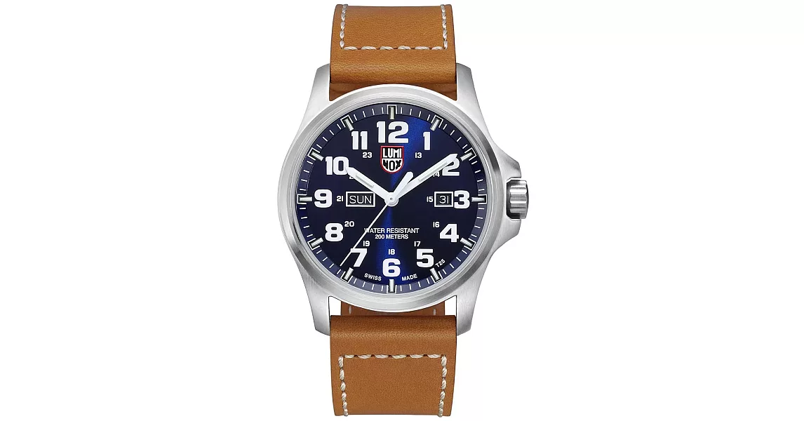 LUMINOX 雷明時戰場系列藍寶鏡面腕錶-藍x白時標/45mm