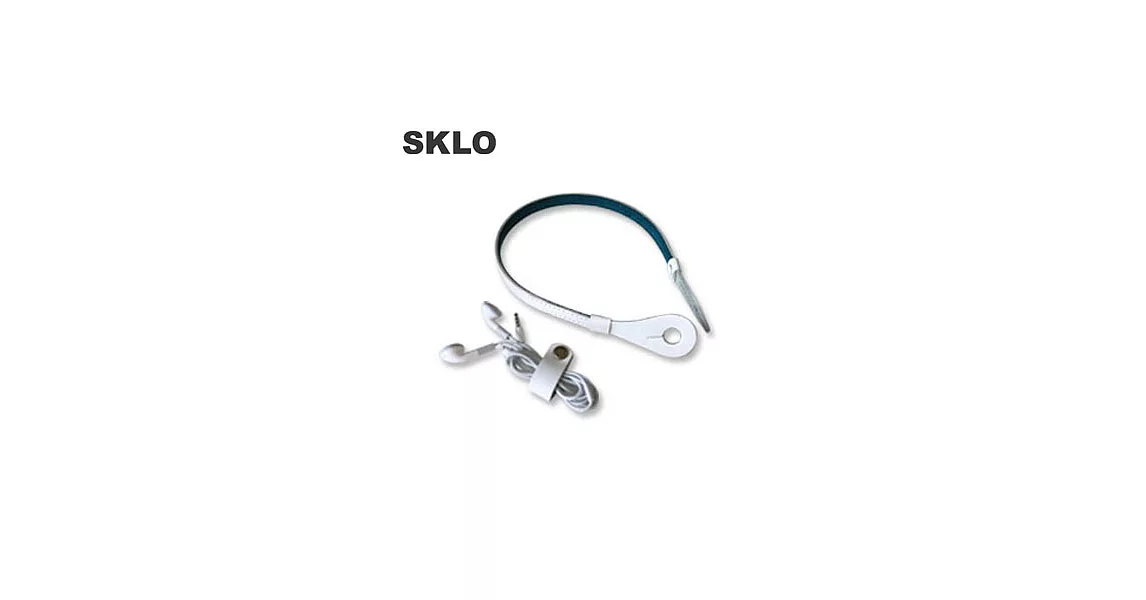 SKLO《日本手工》iHooc耳機掛具(M)-純白x土耳其藍/含線材收納帶