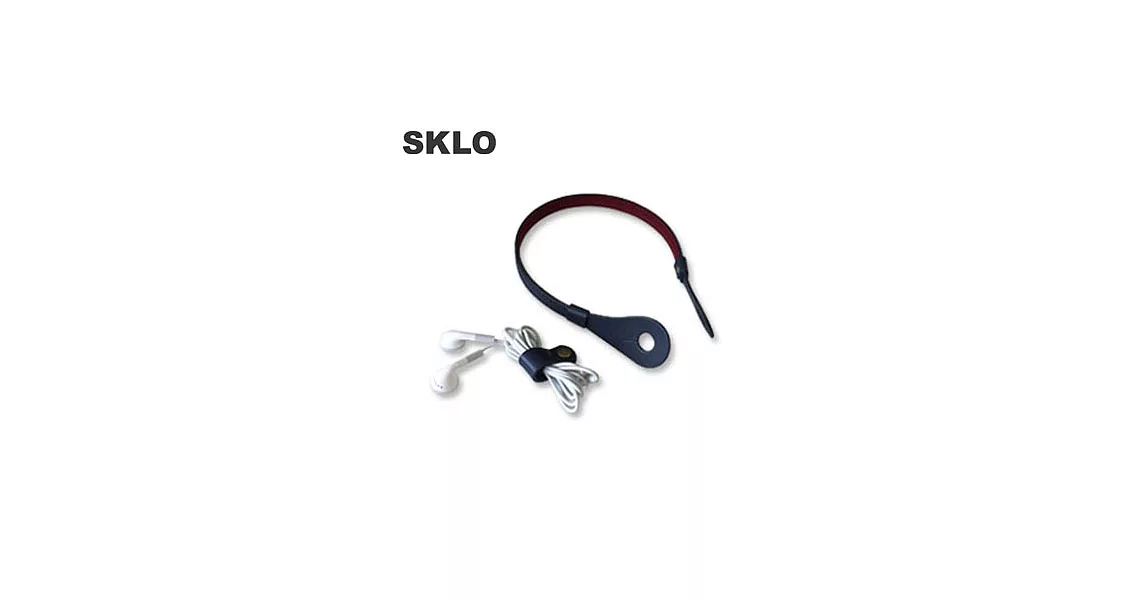 SKLO《日本手工》iHooc耳機掛具(M)-藍x酒紅/含線材收納帶