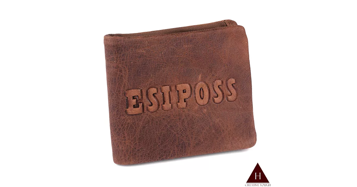 【H-CT】ESIPOSS牛皮紙質感紅棕短夾(E235-3K-Z)