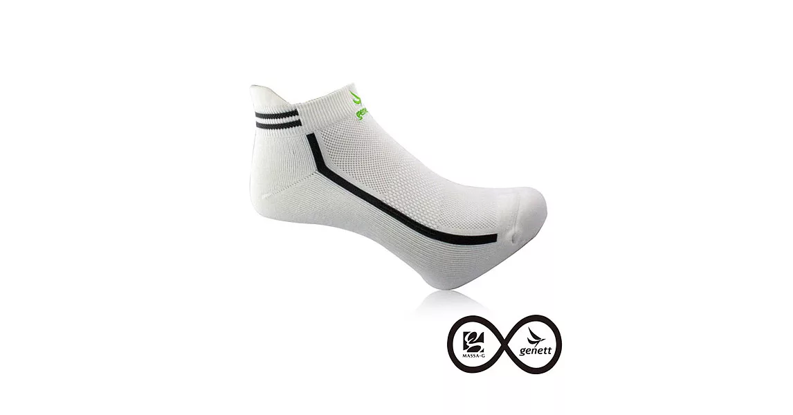 MASSA-G XGENETT 3D高科技保健機能船型襪-白白色-S