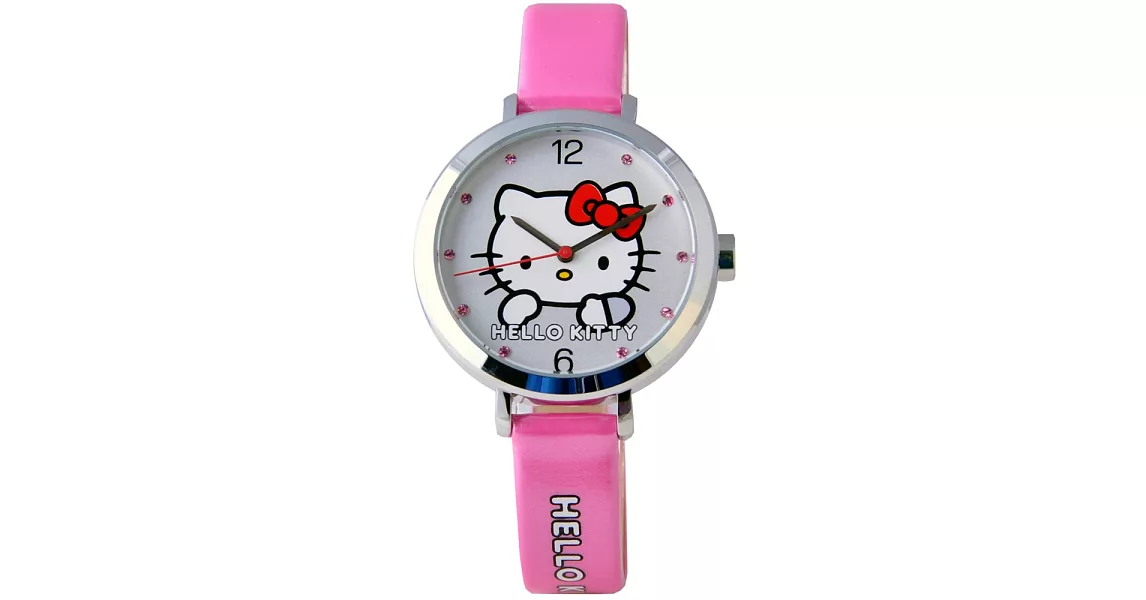 【HELLO KITTY】凱蒂貓羞澀模樣時尚手錶 (桃紅 KT023LWWPS)
