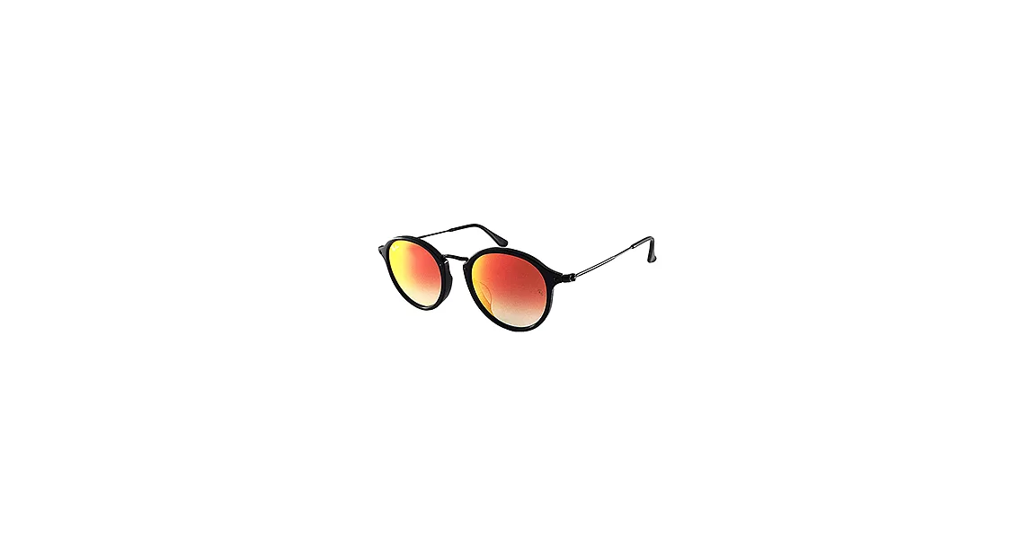 【Ray Ban 雷朋】2447F-9014W-49-亞洲版/復古圓框太陽眼鏡 (黑框#水銀漸層橘鏡面)