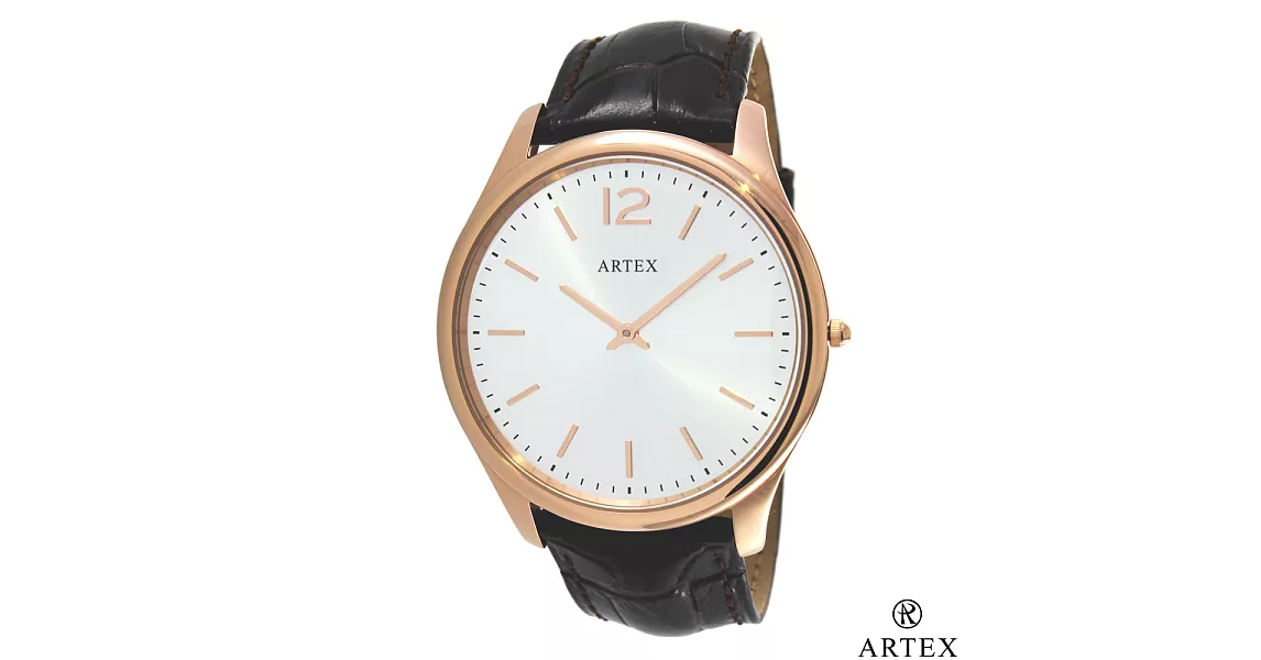 ARTEX5605真皮手錶-褐/玫瑰金43mm