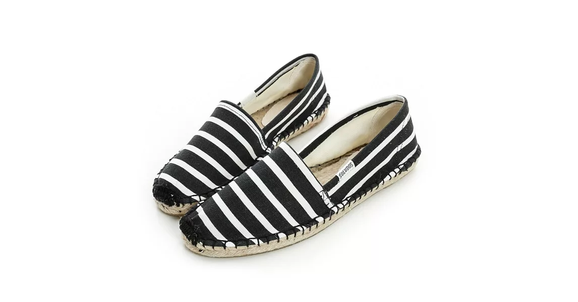 美國【SOLUDOS】黑白條紋帆布 草編懶人鞋 FOR1101-0036黑白條紋