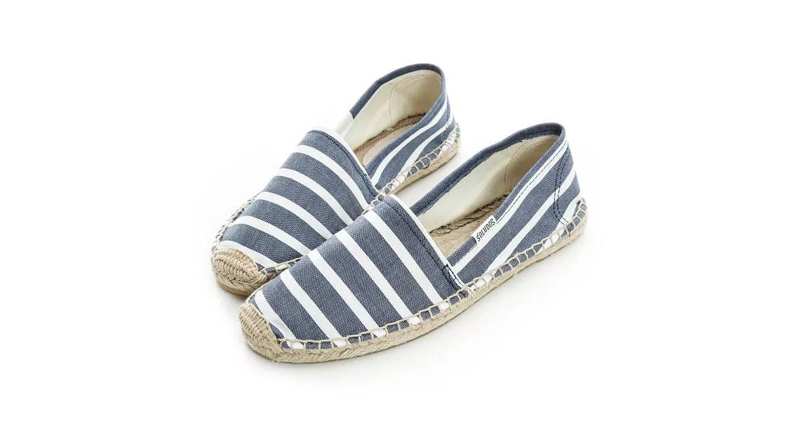 美國【SOLUDOS】藍白條紋帆布 草編懶人鞋 FOR1101-4127藍白條紋