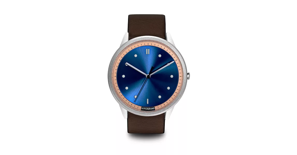 HYPERGRAND手錶 - 02基本款系列 - 銀藍錶盤棕皮革