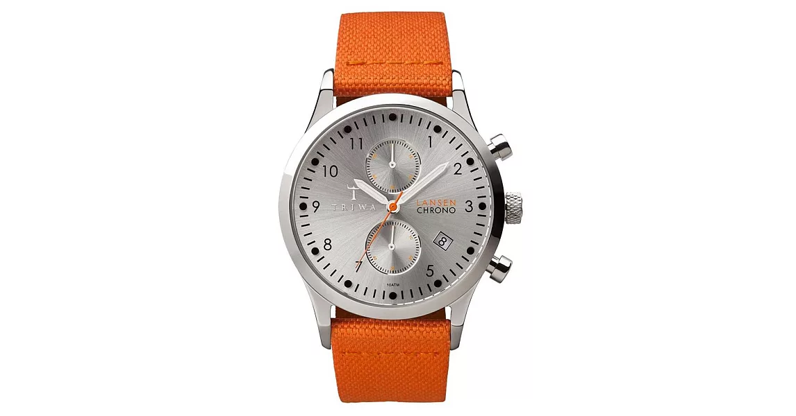 【TRIWA】Lansen Chrono系列 Stirling雙眼計時手錶 (銀/橘 LCST102-CL060512) /北歐設計瑞典品牌