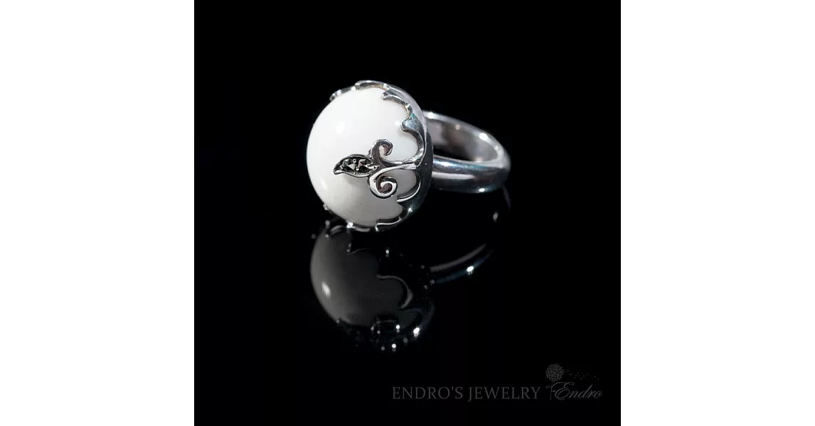 【安垛小姐】Endro手作輕珠寶 幸福白瑪瑙戒指 925純銀15