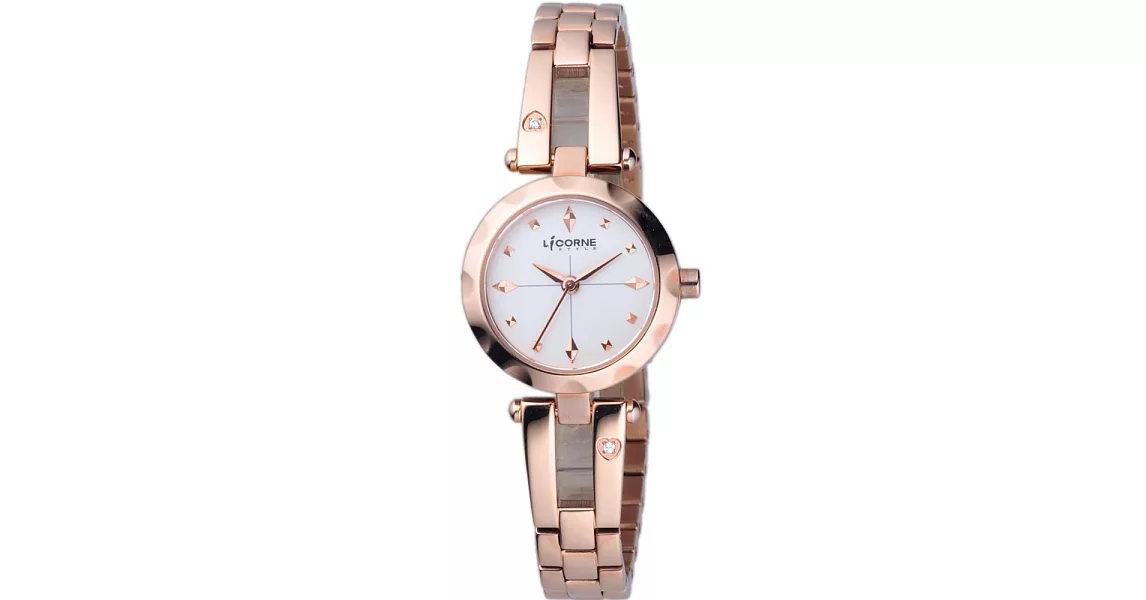 【LICORNE 力抗錶】 氣質優雅晶鑽女錶 (玫瑰金 LI047LRWI)