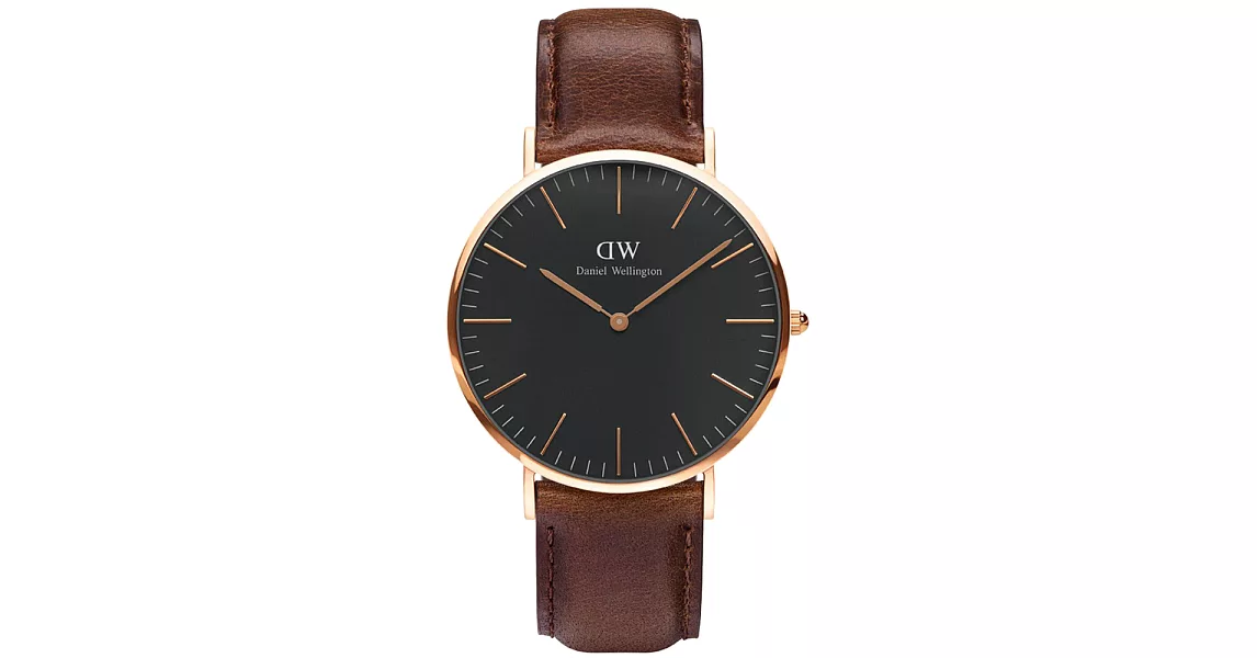 DW Daniel Wellington Classic Black 經典皮帶錶-DW00100125/40mm