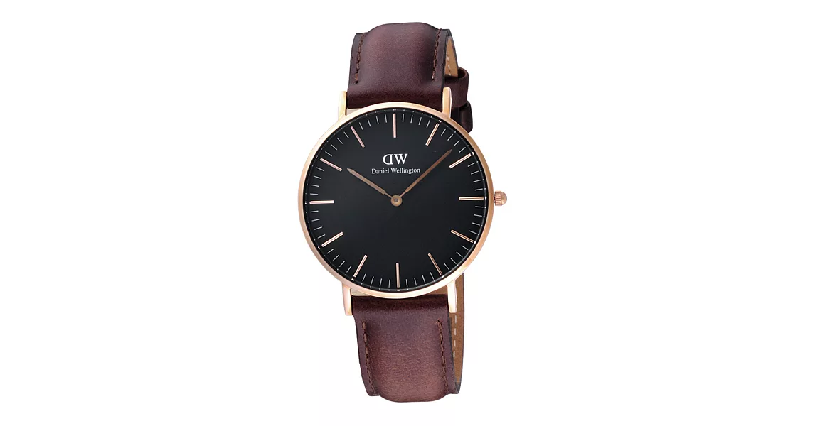 DW Daniel Wellington Classic Black 經典皮帶錶-DW00100136/36mm