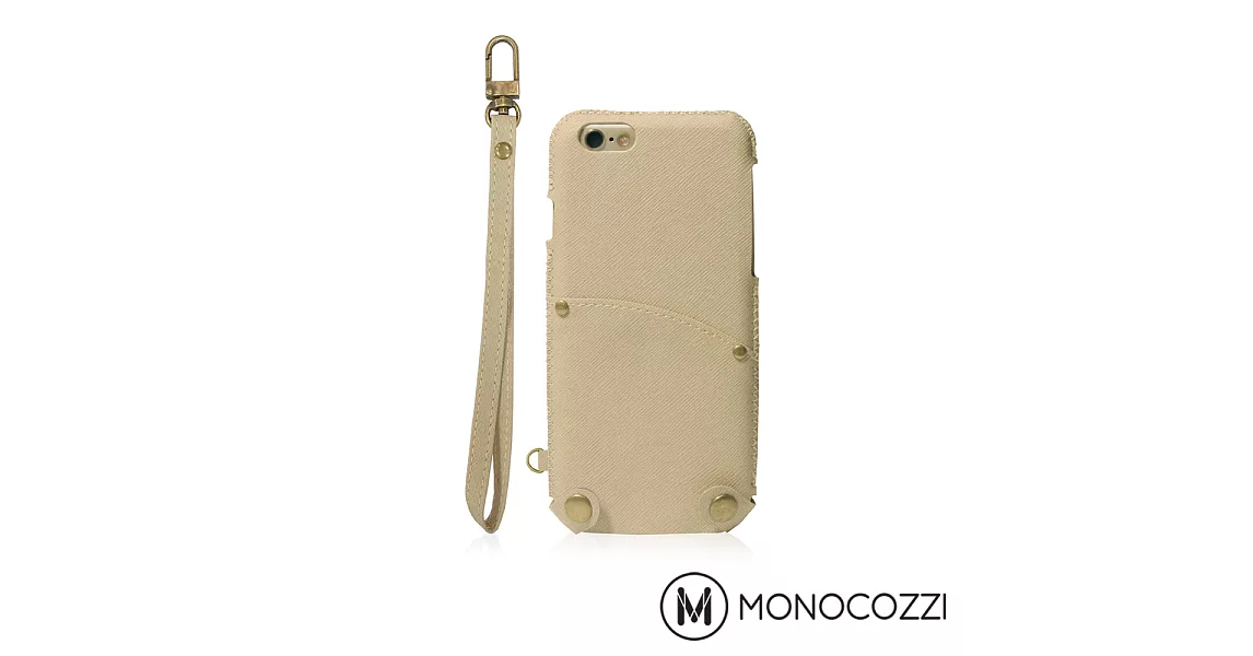 MONOCOZZI Posh iPhone 7 掛繩口袋皮套- 奶油棕