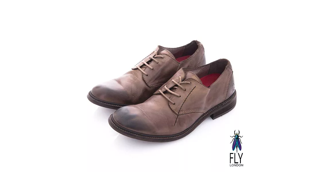 Fly London(男) 魔法師 牛皮圓楦自然擦痕皮鞋 - 懷舊黑41懷舊黑