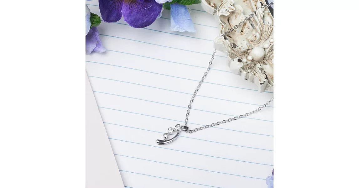 【Elite 伊麗珠寶】925純銀項鍊 八心八箭美鑽系列 - 三生石