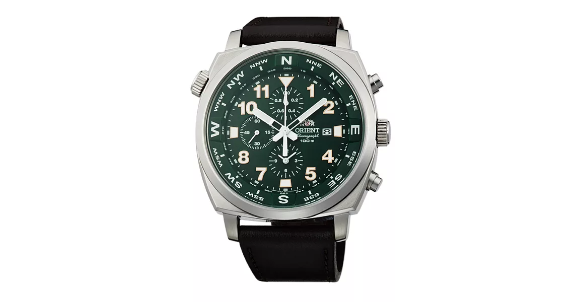 ORIENT 東方錶 WJFTT17004F HEAVY SPORT系列東方霸王專業方位判定墨綠紳士石英皮帶錶